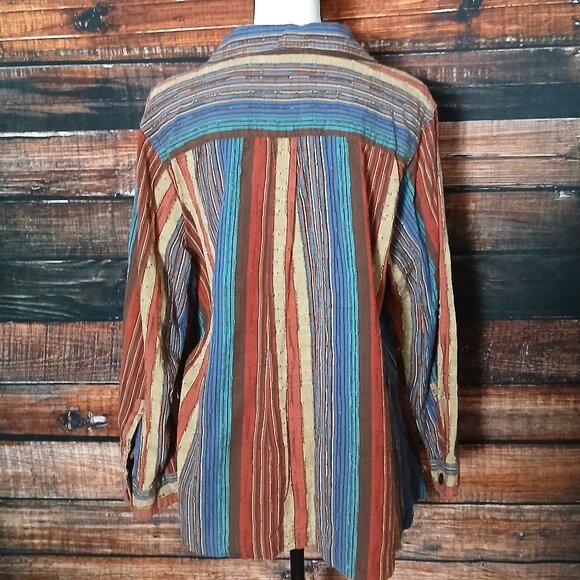 White Stag Vintage Top Plus Size 18W 20W Bohemian Textured Cotton Button Front - Picture 4 of 11